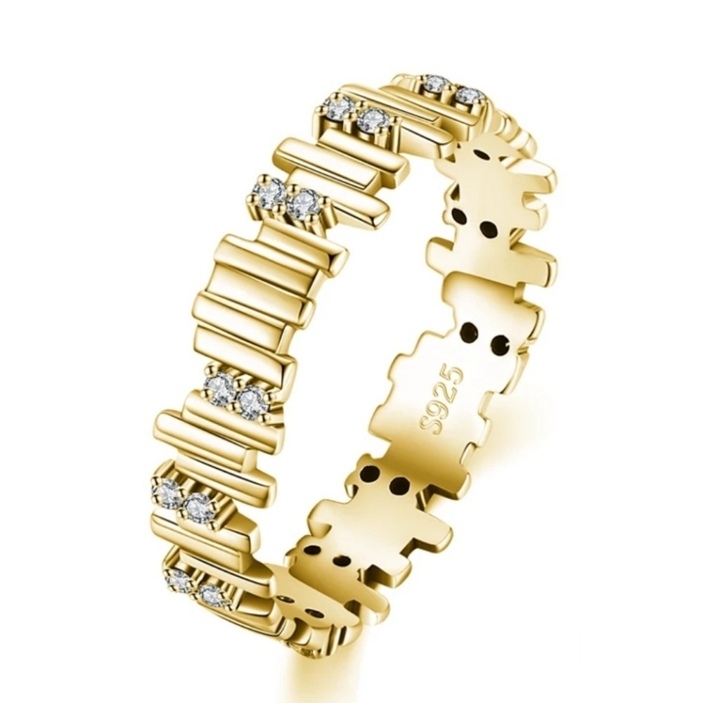 925 Sterling Silver Yellow Gold Irregular Geometri